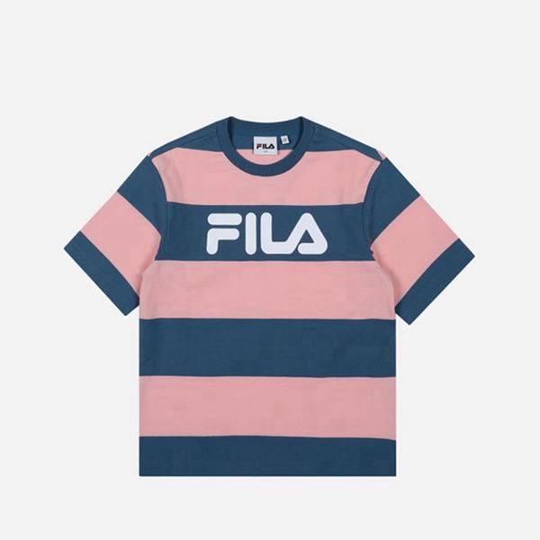 Fila Candy Striped S/S Girl's T-Shirts - Pink,NZ 48-1974